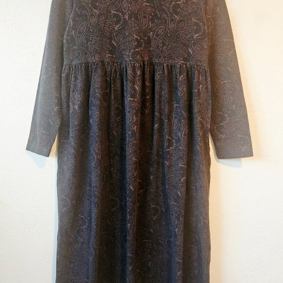Jones Wear Sport Vintage Cotton Dress  Paisley Pattern Drawstring Waist Size M - Picture 2 of 8